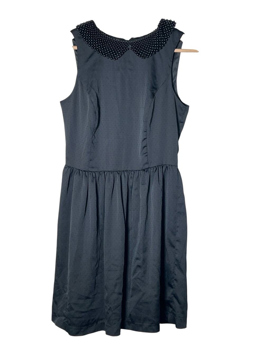 Kensie Black Sleeveless Dress with Beaded Peter Pan Collar size small S B123